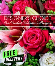 Designer's Choice  Deluxe Valentine's Day Bouquet In A Vase - Delivery Included
