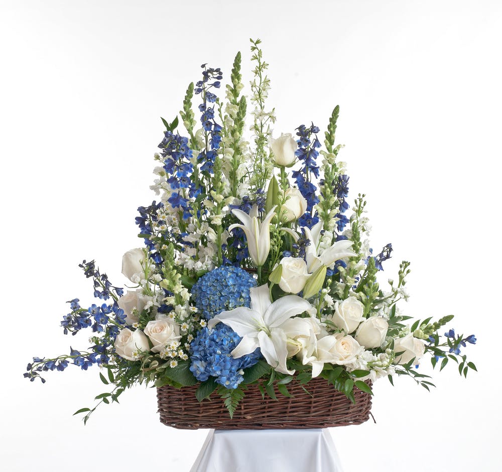 Blue & White Basket Phoenix (AZ) Sympathy Flower Delivery Phoenix