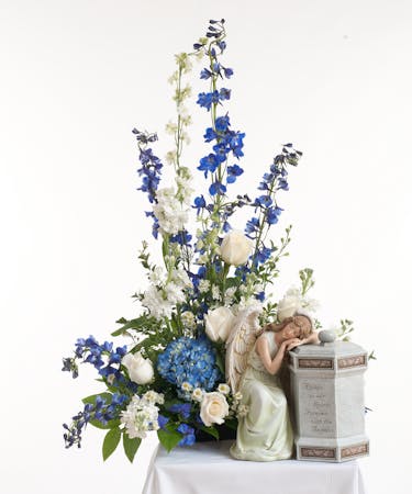 Blue & White Memorial Urn Arrangement