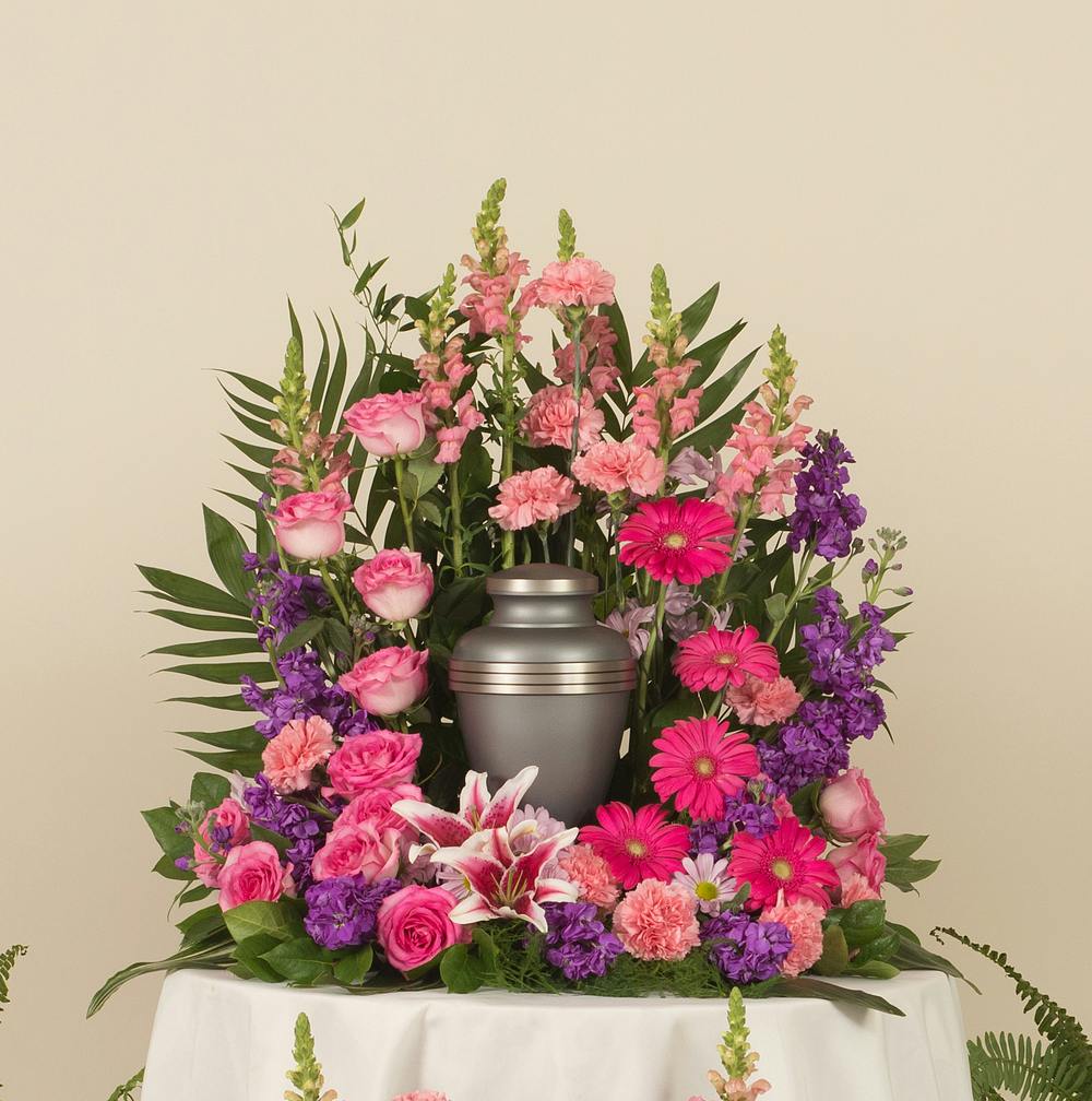 Feminine Memorial Urn Bouquet | Sympathy Floral Delivery ...