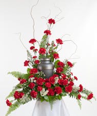 Red Carnation Memorial Urn Arrangement
