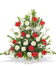 Rose & Carnation White Handle Basket