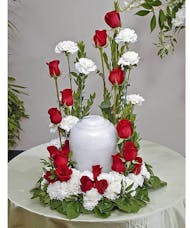 Rose & Carnation Memorial Urn Arrangement